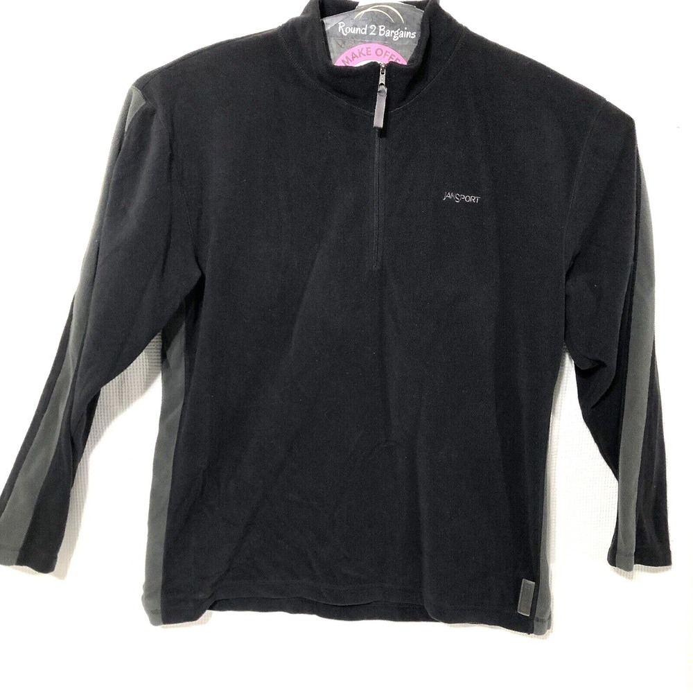 Jansport Sweatshirt Men's XL Black Gray Fleece 1/4 Zip Pullover Activewear gear